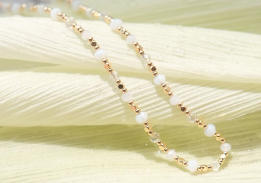 White clear crystal clear quartz beaded necklace