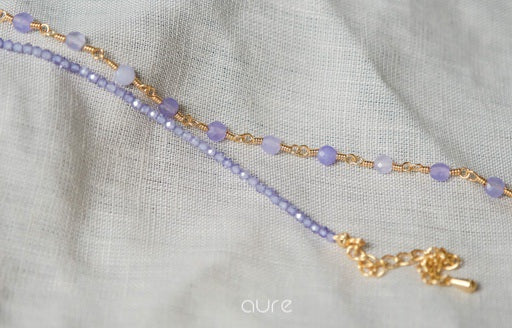 Lilac crystal zircon beads necklace