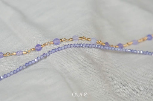 Lilac crystal zircon beads necklace