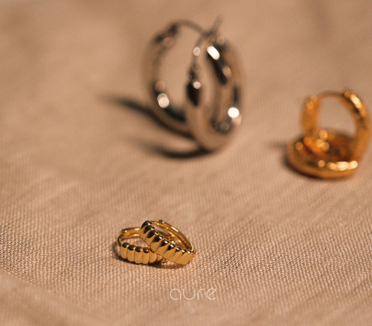  Little Gold earrings in grosgrain style 