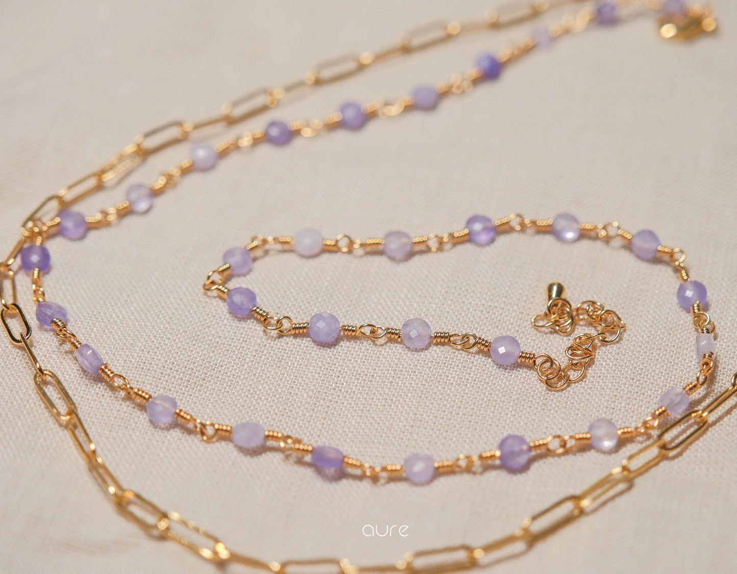 amethyst necklace layers with gold chain necklace