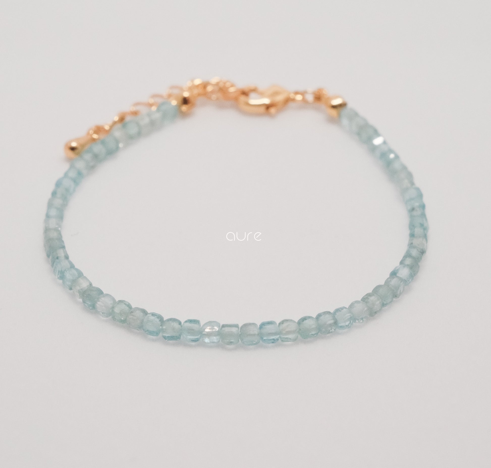 Aquamarine bracelet-gold plated-March birthstone HD