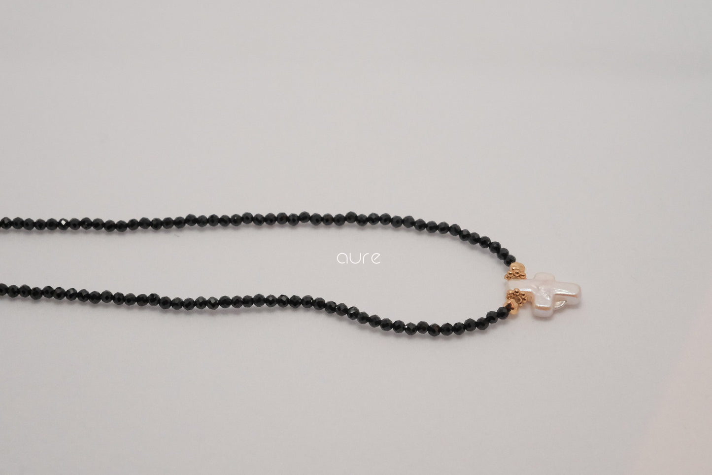 Baroque Cross Necklace Real Pearl side angle