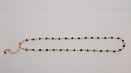 Black agate beaded necklace-natural gemstone