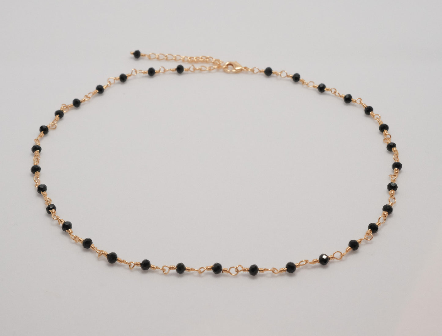 Black agate beaded necklace-natural gemstone