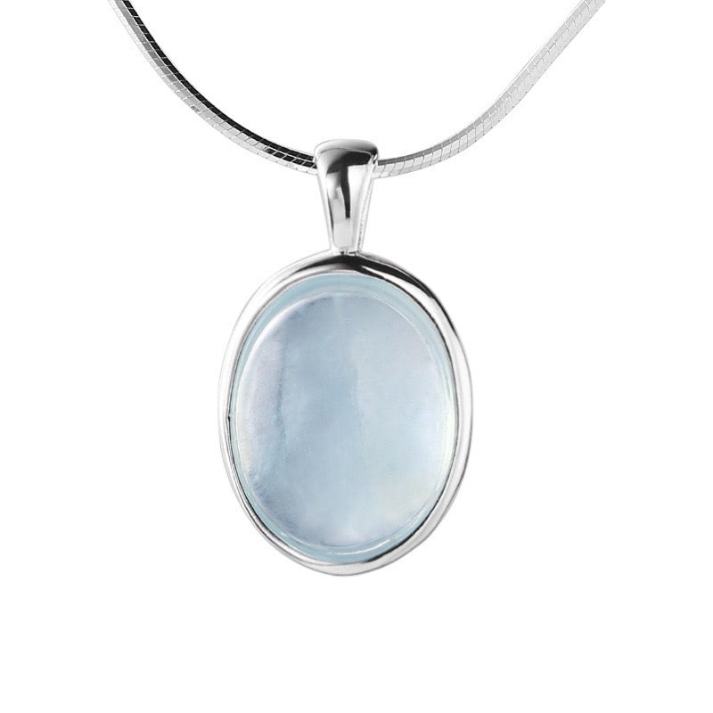 Aquamarine Pendant Necklace Sterling Silver