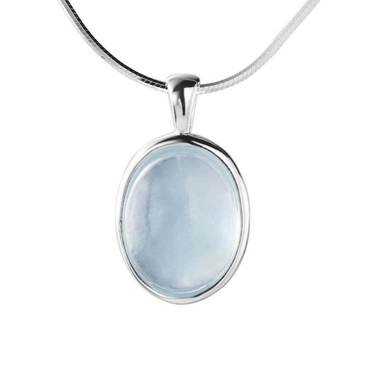 Aquamarine Pendant Necklace Sterling Silver