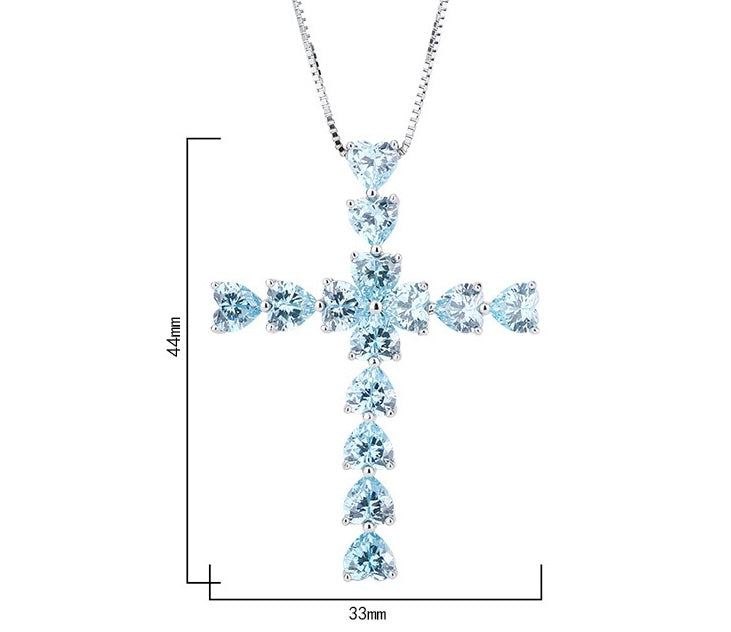 Large Cross Pendant Aquamarine size