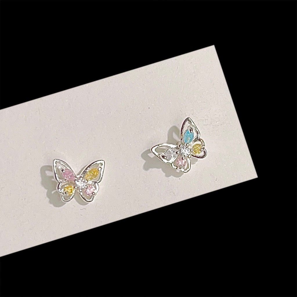 Small Butterfly Stud Earrings sterling silver from the side