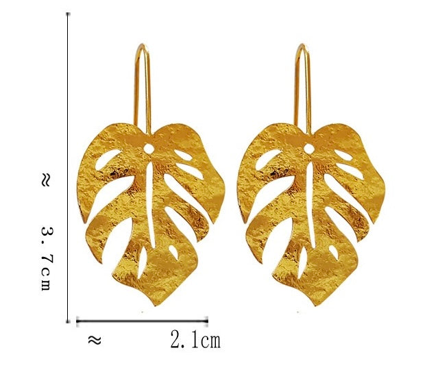 Gold Leaf Drop Earrings size value