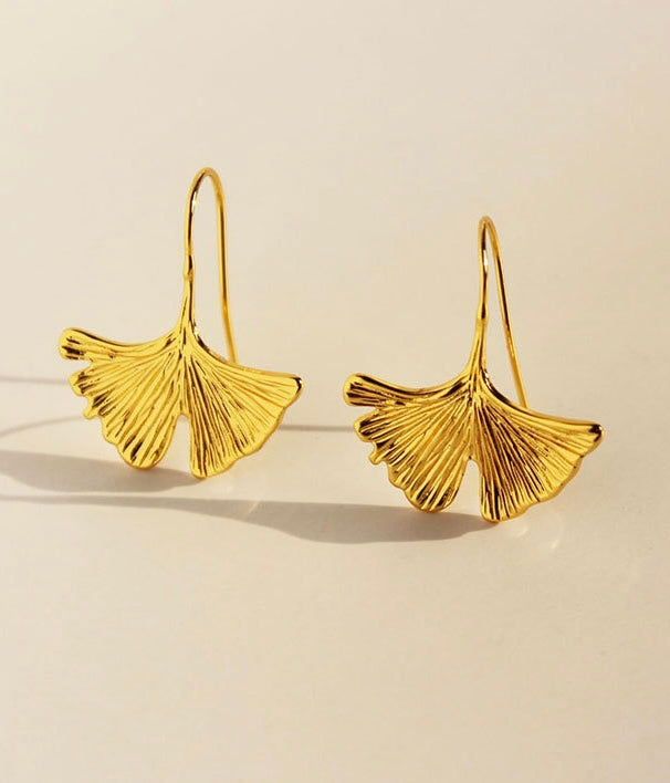 Ginkgo leaf earrings front view