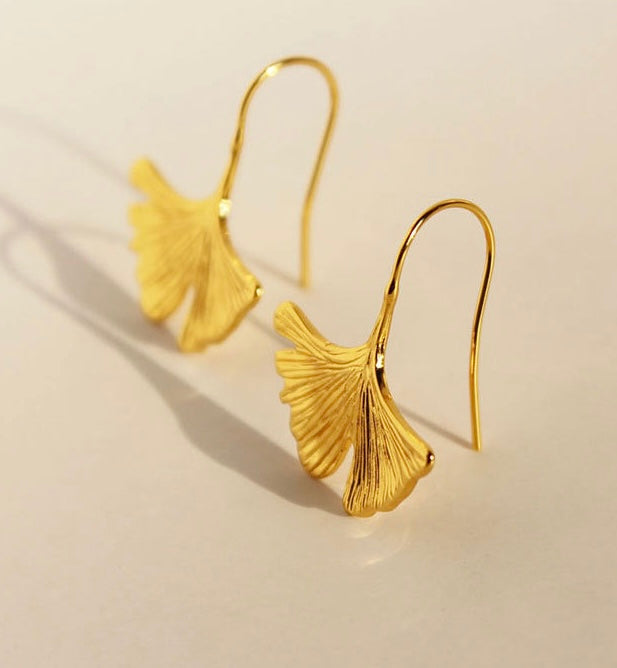 Ginkgo leaf earrings from the right side